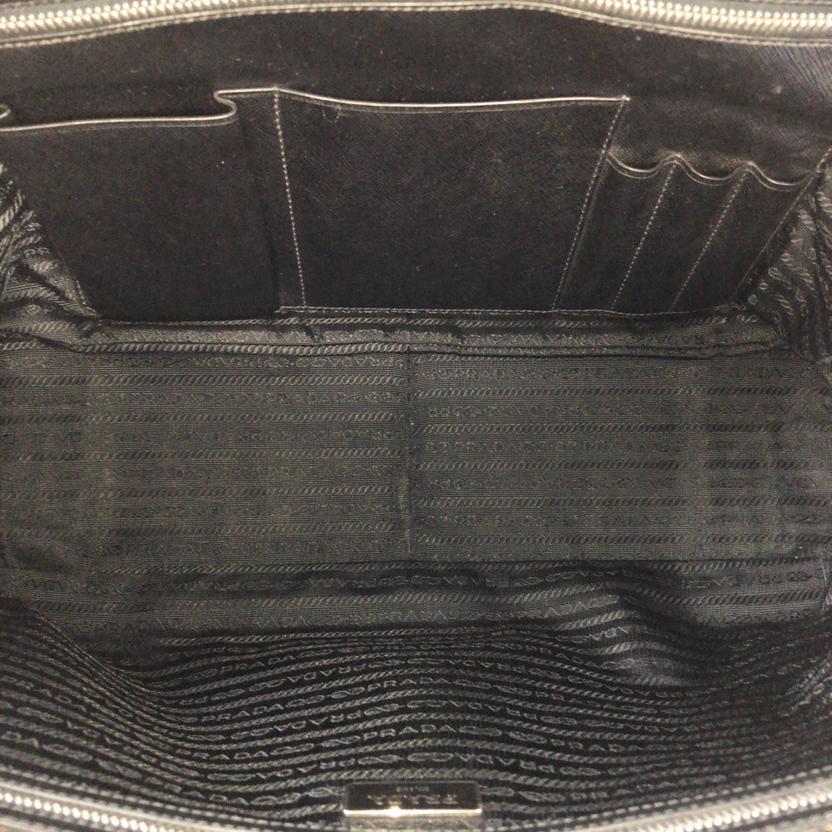 PRADA Safiano Triangle with logo Business bag briefcase Black SilverHardware