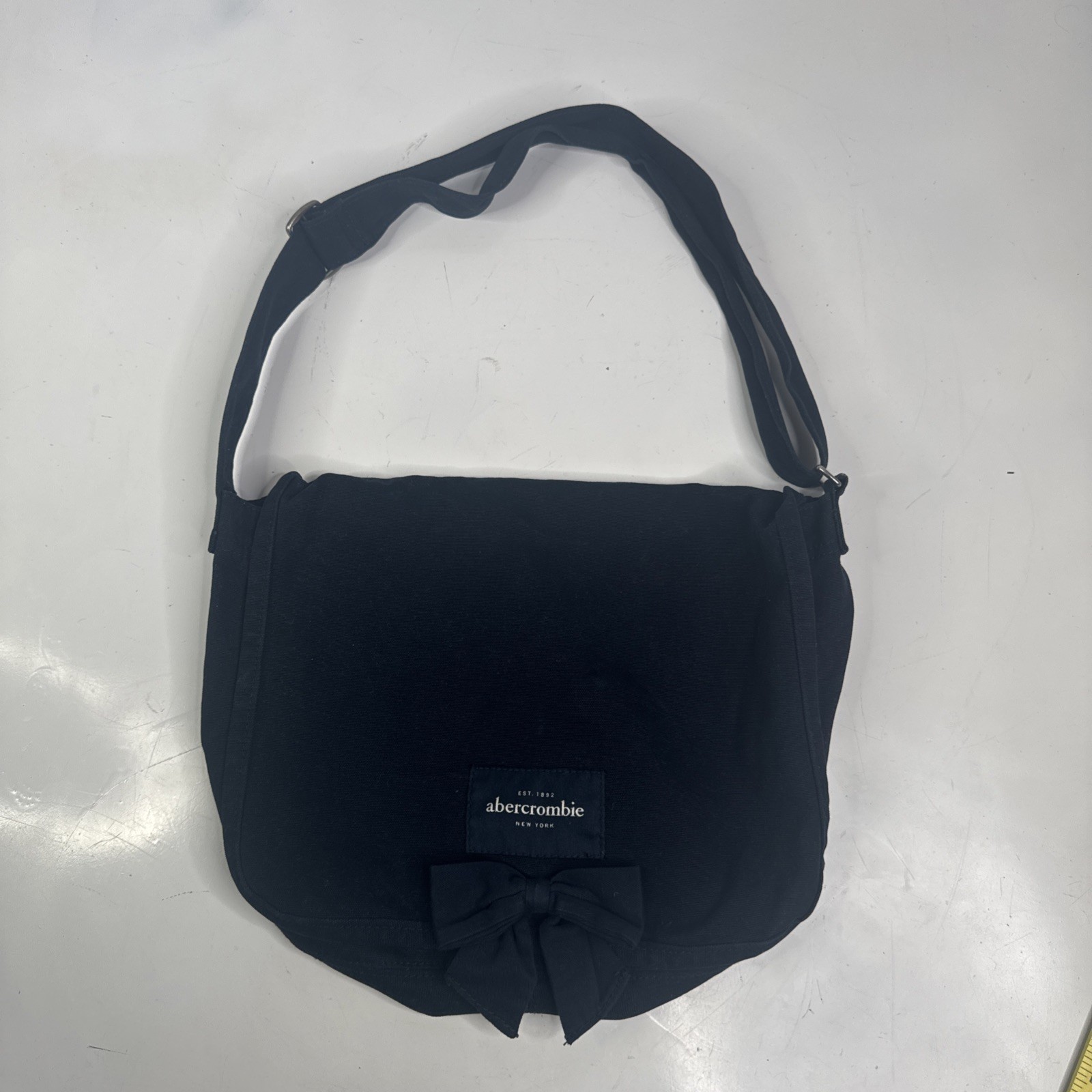 Y2k Abercrombie Blue Canvas Messenger Bag With Snap Closure Adjustable Strap 15″
