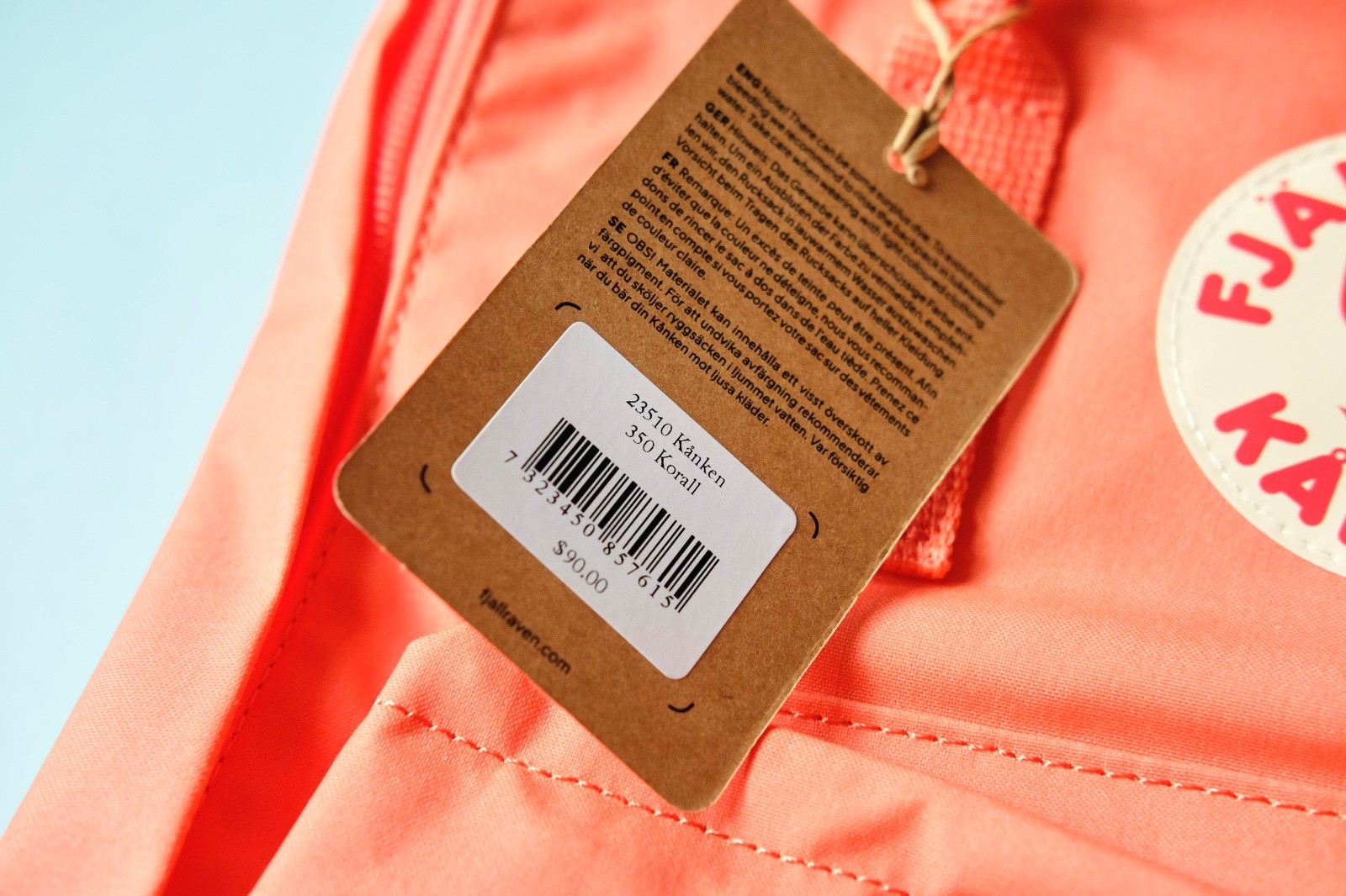 Fjallraven Kanken Backpack Korall Orange 23510 with Seat Pad