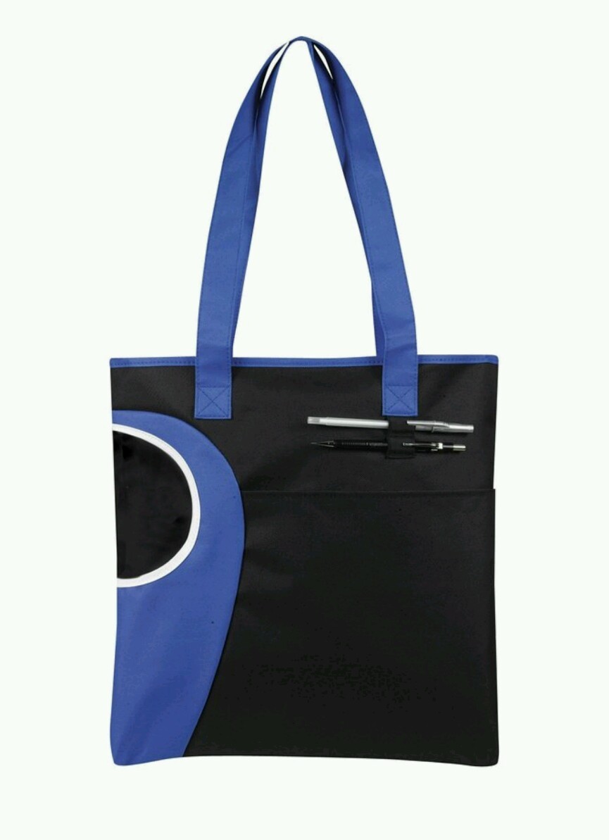 Zipper Top Bottle Tote Bag, Royal Blue