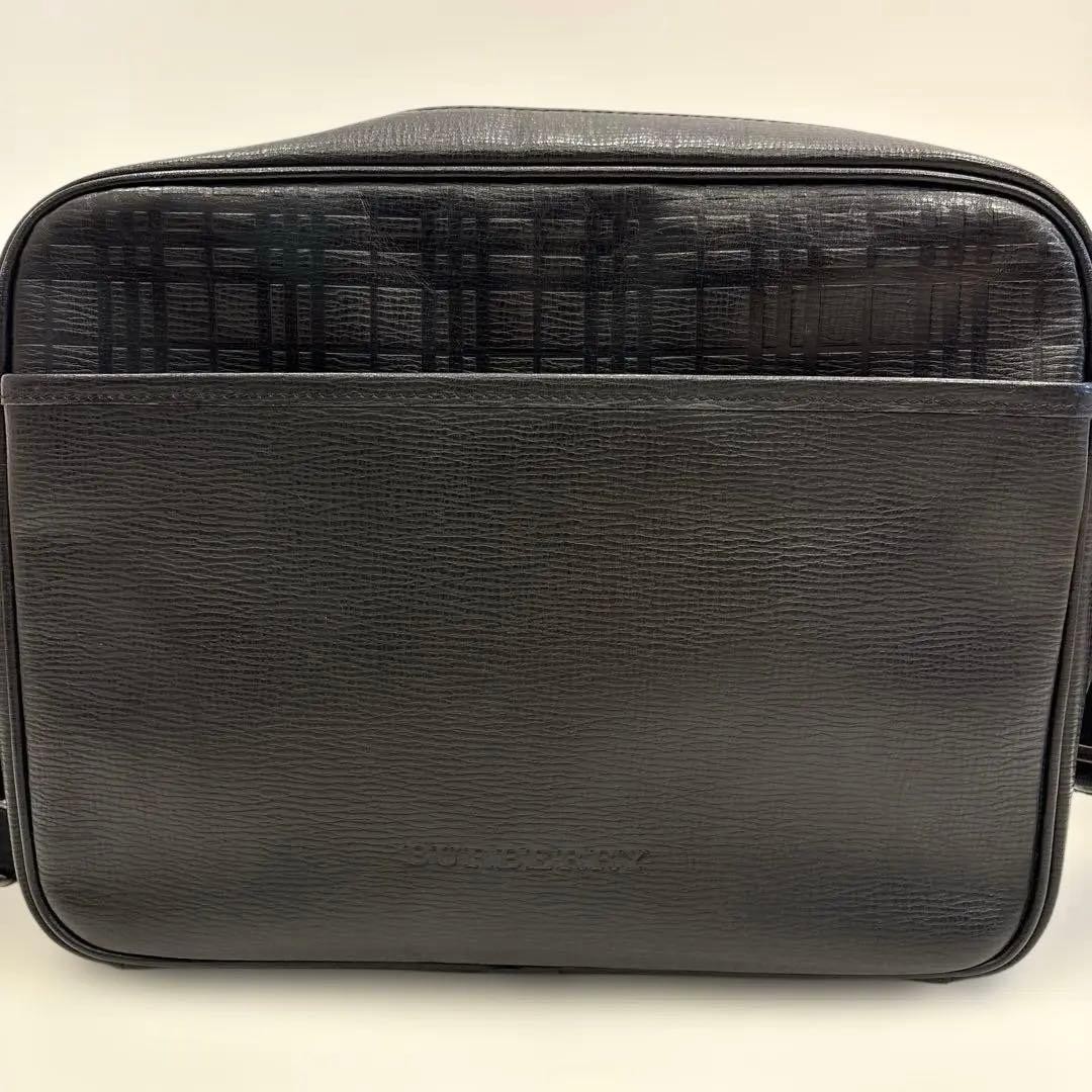 Authentic Burberry Black Leather Shoulder Bag 31cm x 24.5cm x 6.5cm with Nova Ch