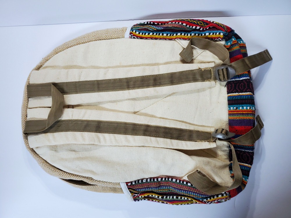 NWOT 100% Natural Hemp Laptop BACKPACK Eco Friendly Boho Meditating Buddha
