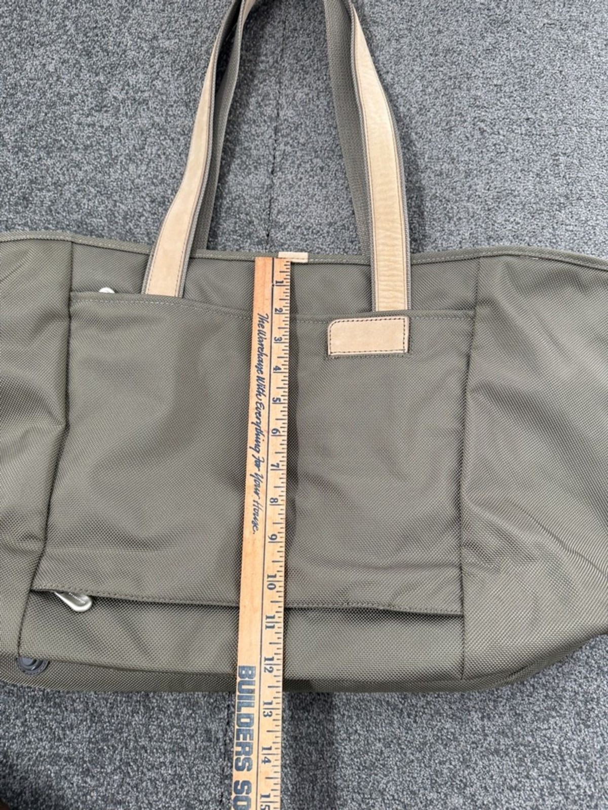 Briggs & Riley Travelware Large Shopping Tote Bag Olive Green Tan 255-7