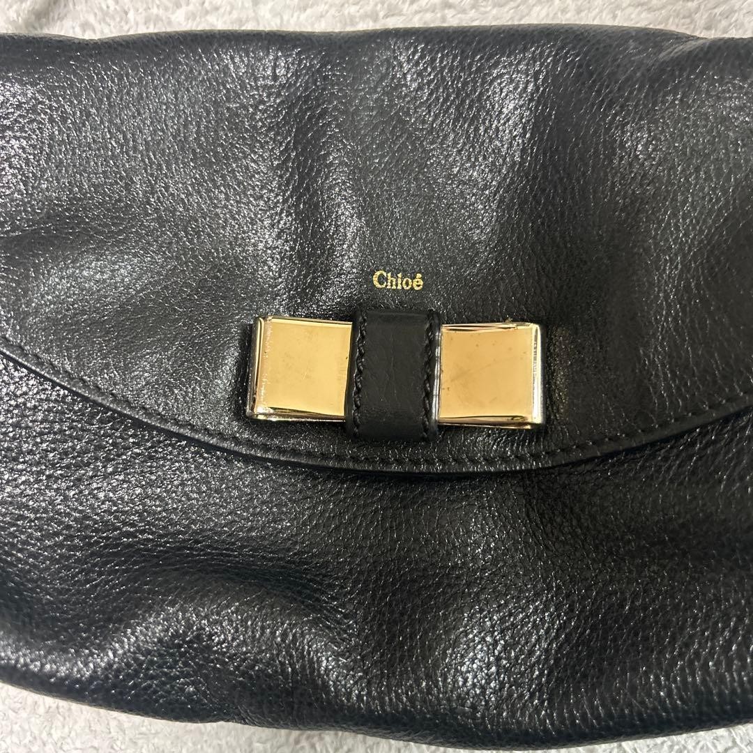 Chloé Lily Leather Bow Handbag Shoulder Bag 2way Black CH0626115