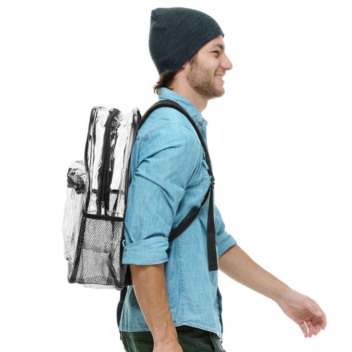 Heavy Duty Clear Backpack Waterproof Transparent Shoulder Bag SeeThrough Bookbag