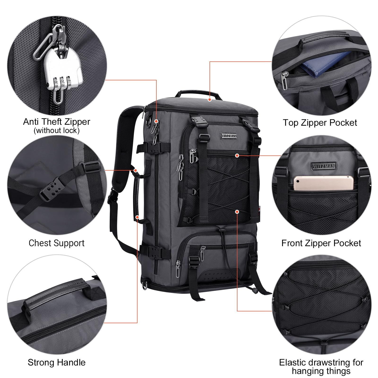 Travel Backpack for Men Convertible Large Carry on Bag
