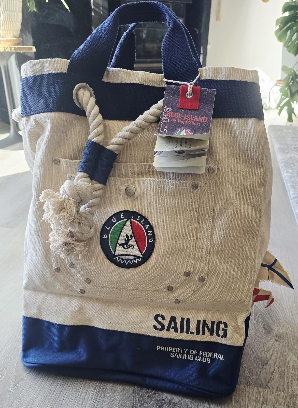 Blue Island Capri Sport Heavy Quality Canvas Tote NWT Nautical Sailing RARE NEW