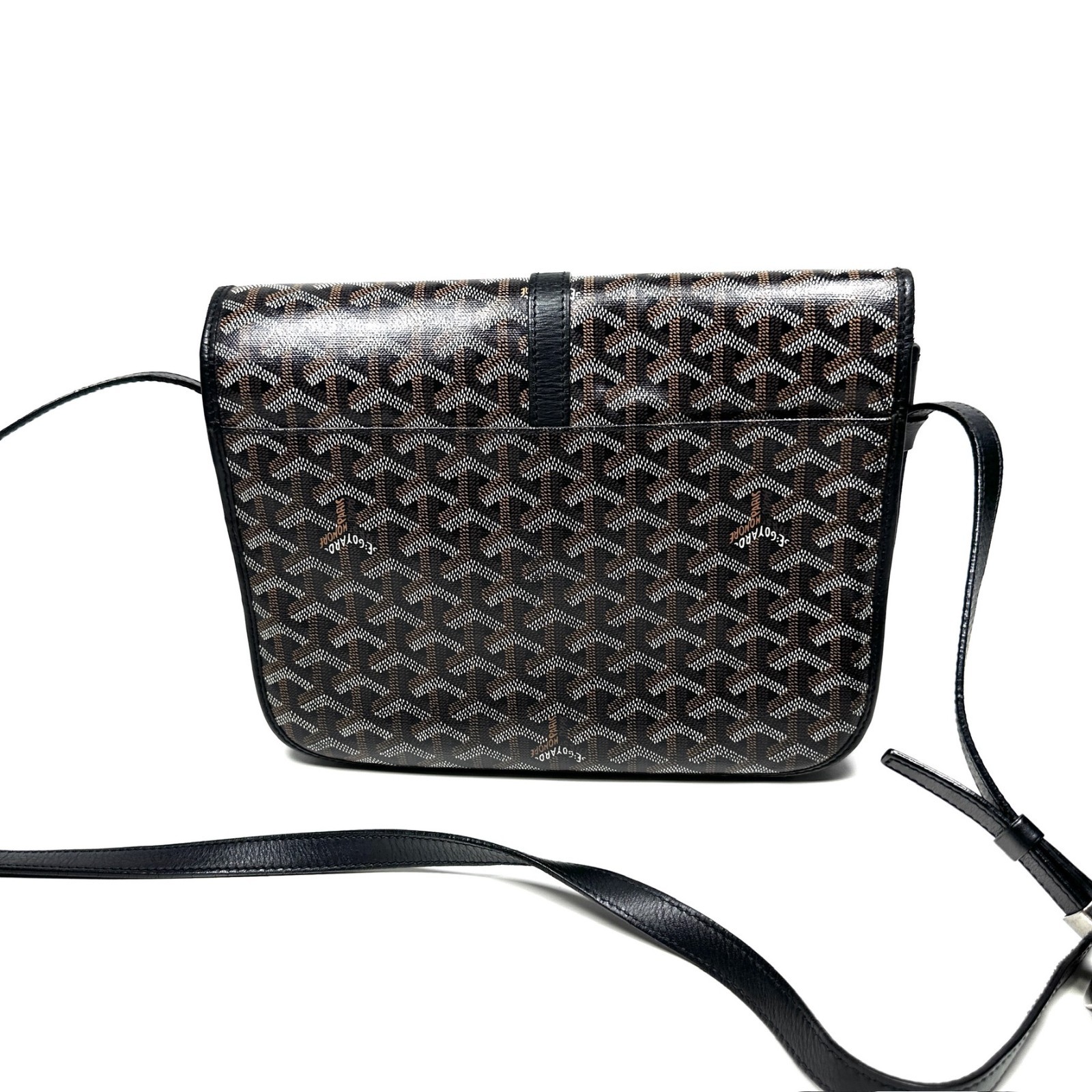 Authentic◇GOYARD Belvedere MM Shoulder Bag Herringbone Print Black Men’s