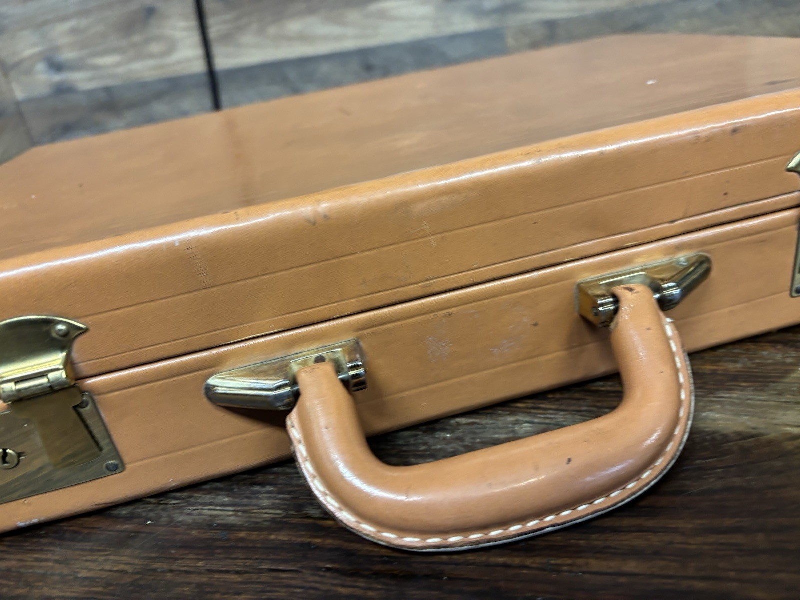 VTG Rexbilt Briefcase Suitcase Brown Leather Prop 18″x 12.5″ x 3.5
