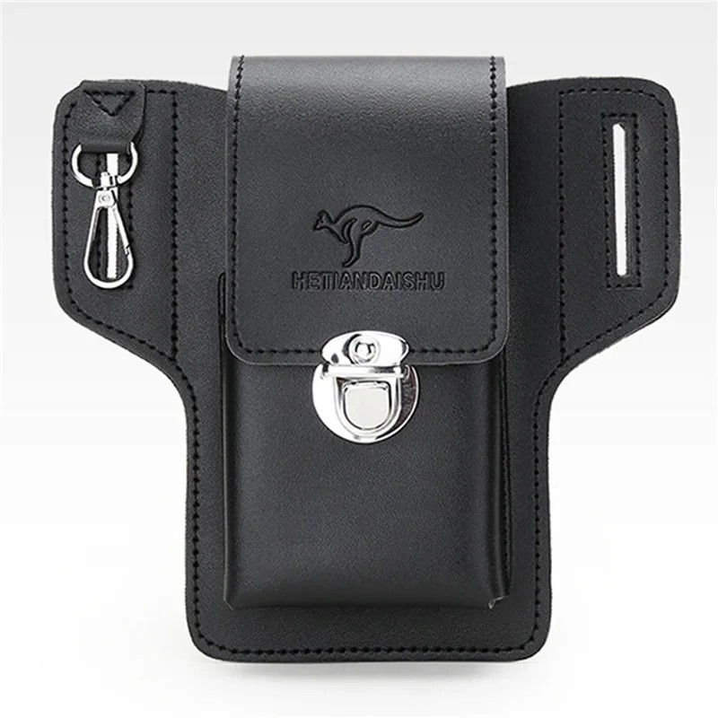 Leather Phone Holster Belt Pouch Waist Bag Key Holder Work Utility Case Men