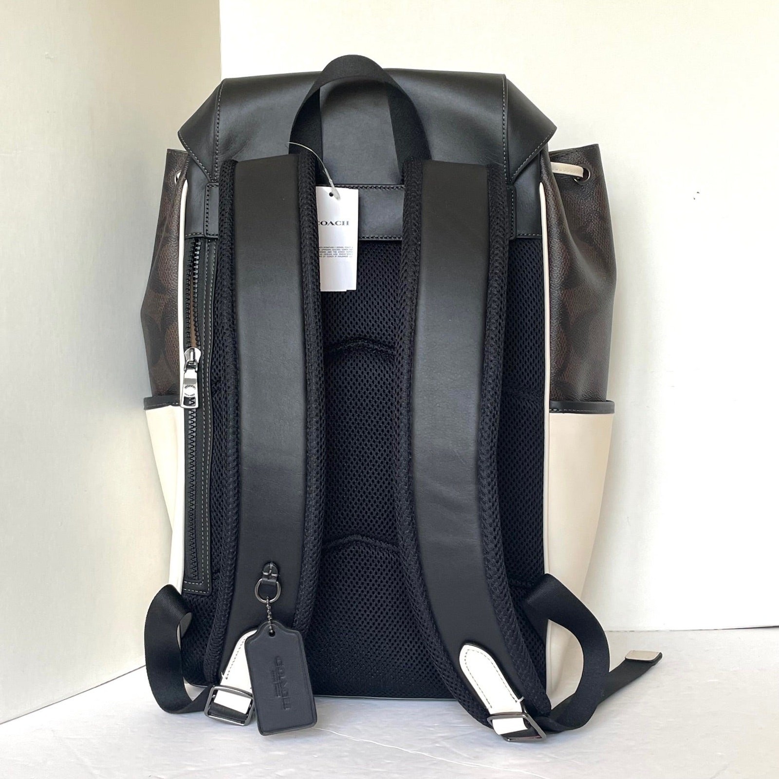 Coach Racer Backpack CY775 Walnut Chalk Colorblock Signature Laptop Bag
