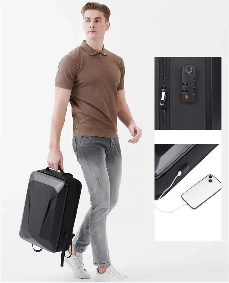 Men’s E-Sports Hard Shell Backpack 15.6 /18 Inch Anti-theft Lock Waterproof