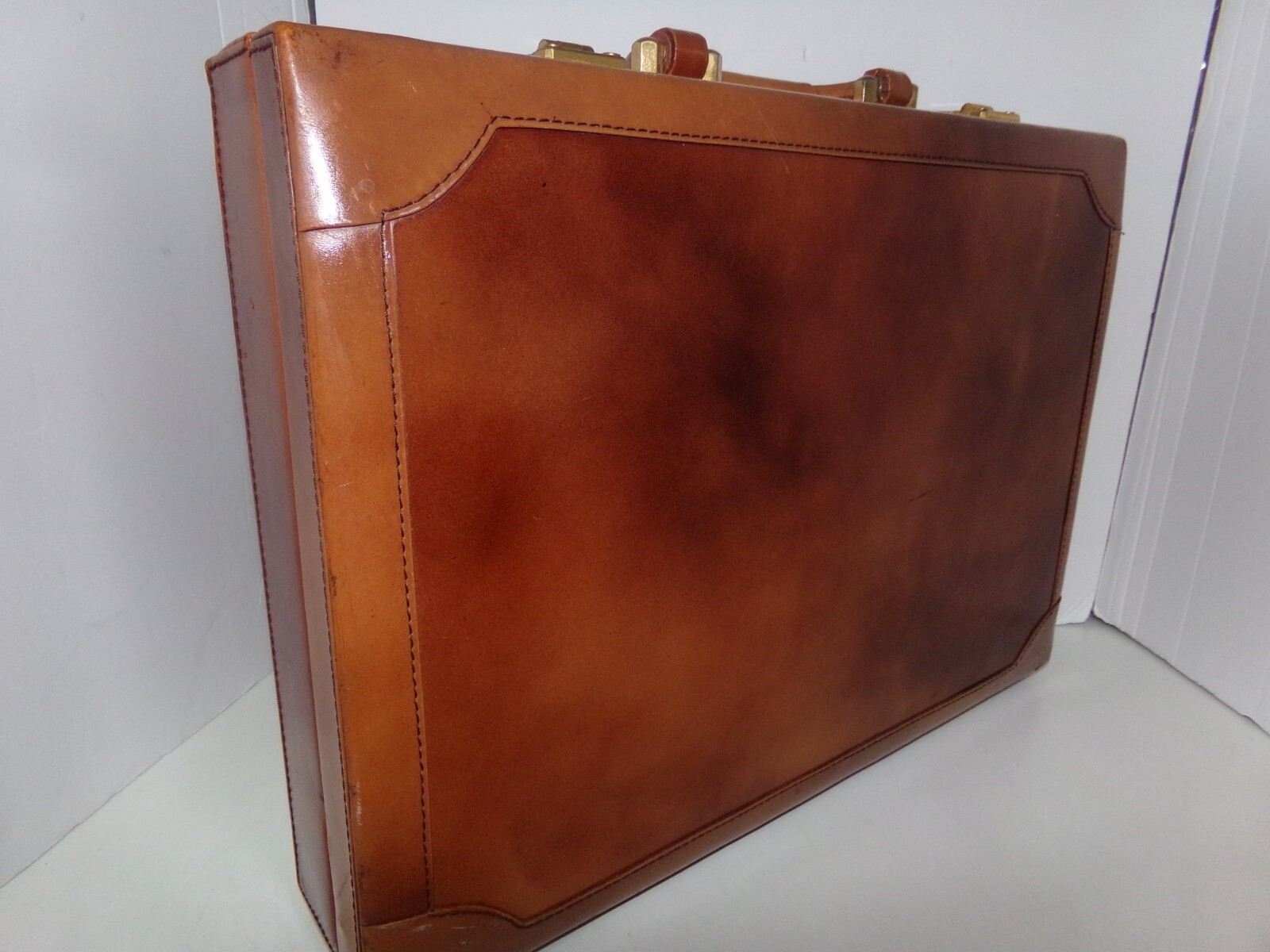 LAFONT Vintage Men’s Tan Genuine Leather Document Briefcase Made in Spain