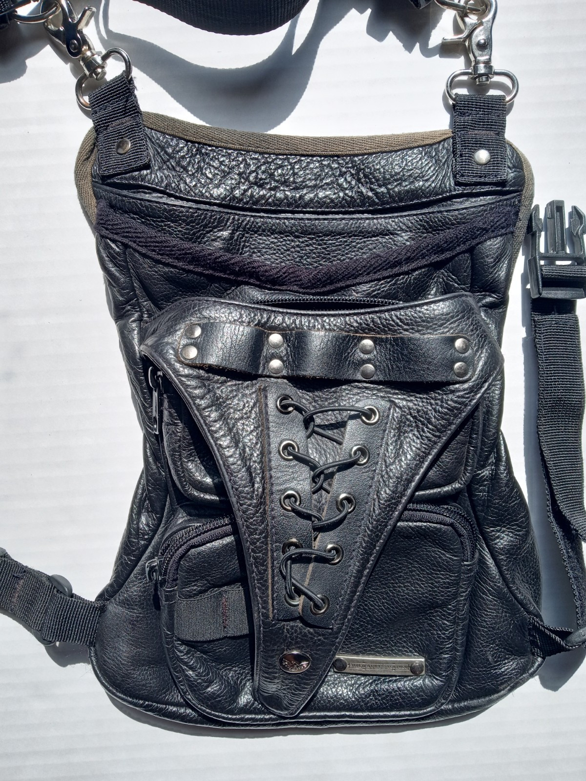 Milwaukee Cowhide Leather Conceal & Carry Waist Belt Thigh Bag Black