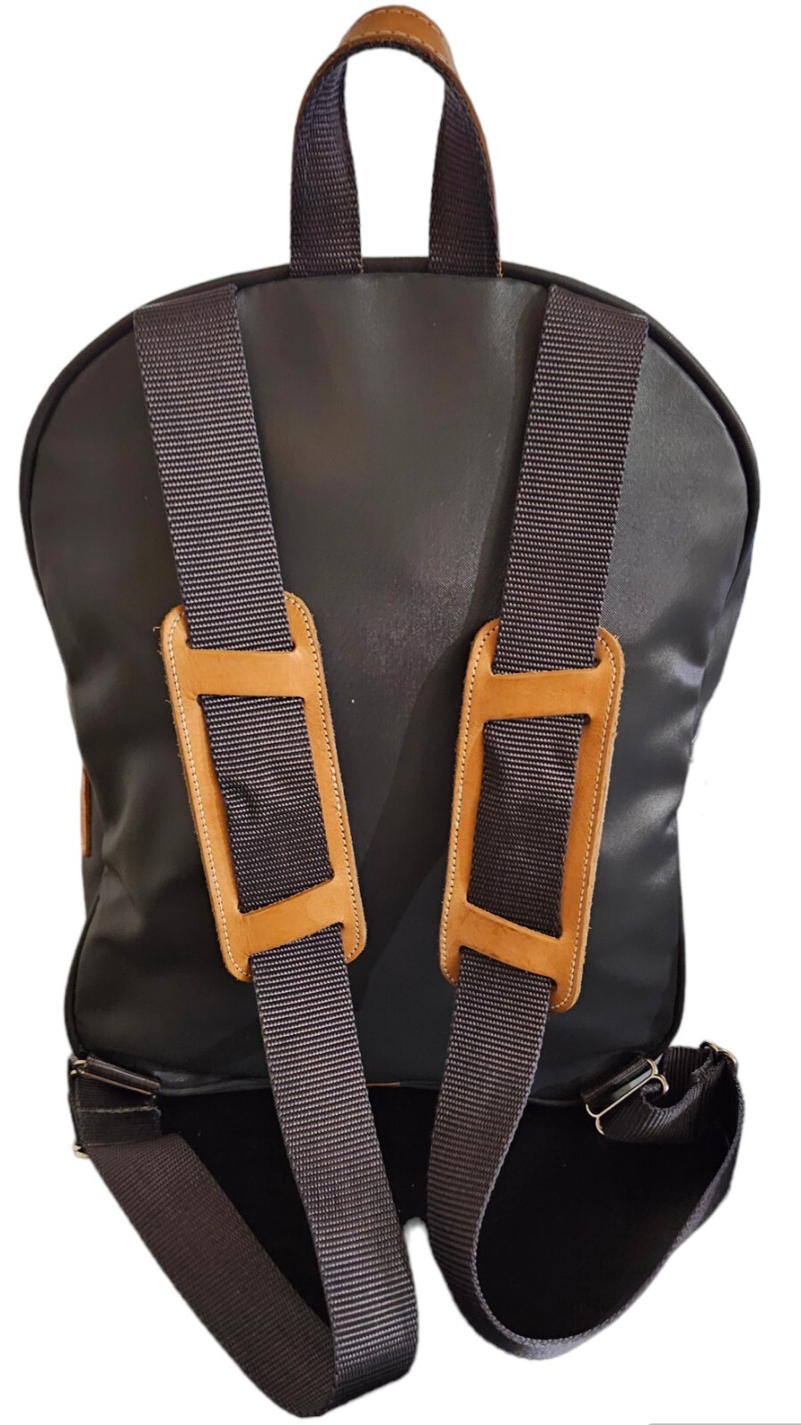 Jon Hart Design Gray Canvas Brown Leather Accent Backpack Monogrammed Initials