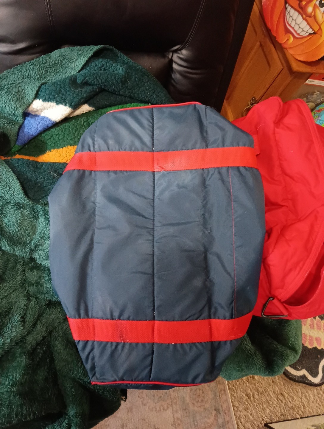 Vintage ’80s Converse Duffel Bag Blue Red White Spell Out Carroll College Rare