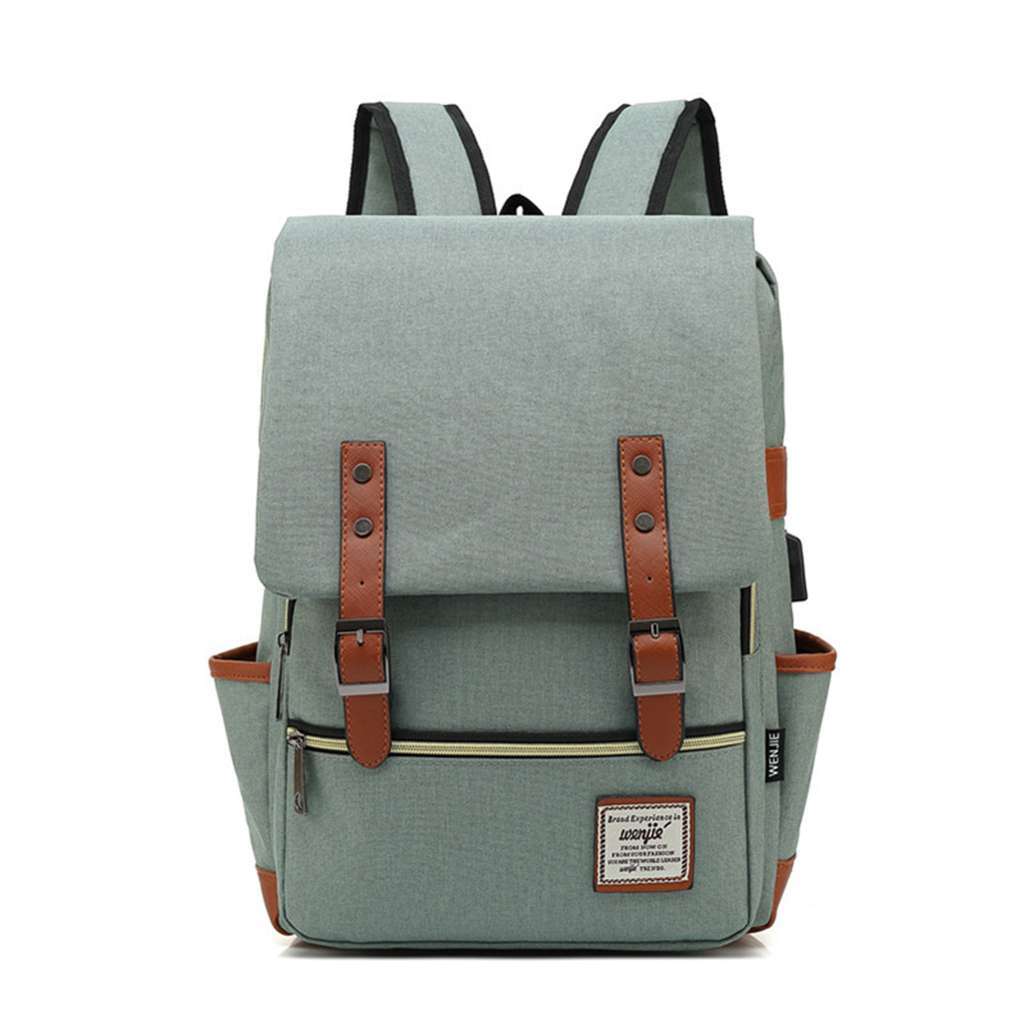 Large Canvas Leather Travel Backpack Rucksack Laptop School Bag for Women Men
