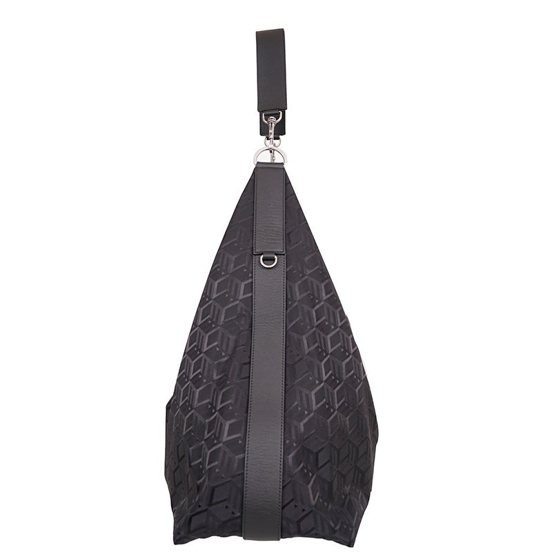 NEW $950 MCM Black CUBIC LOGO Monogram Nylon Sporty Aren X-Large Hobo 2-Way BAG