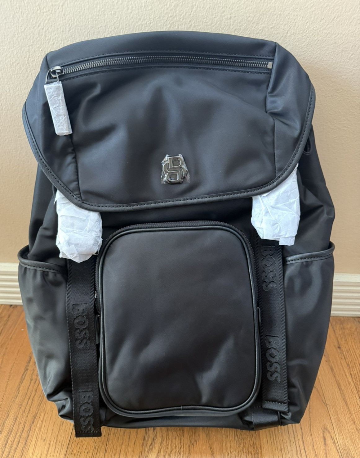 Hugo Boss SELECTED BY SHOHEI OHTANI Multi-Pocket Men’s Black Flap Backpack NWT