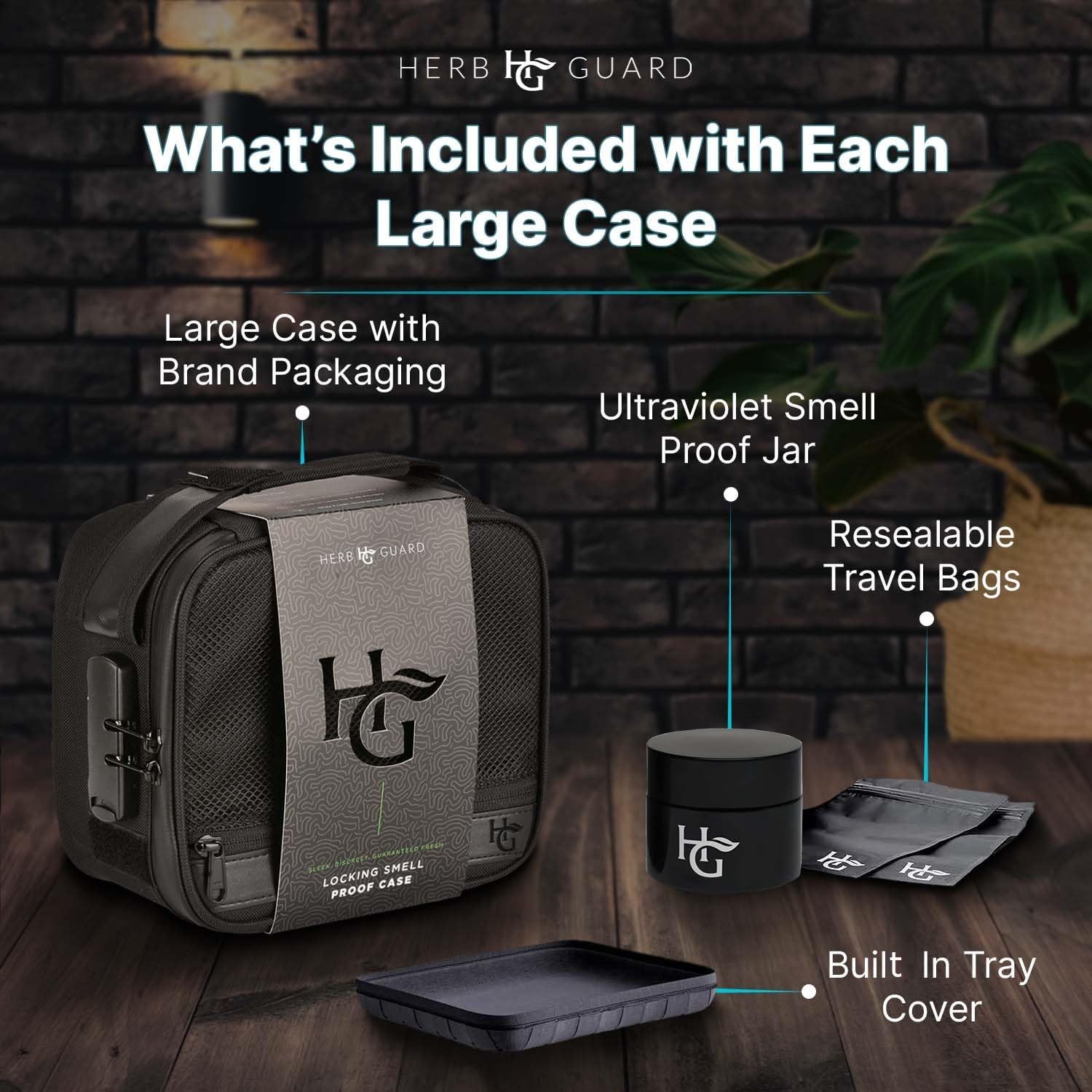 Herb Guard Large Smell Proof Bag & Case with Combination Lock (Holds L, Black