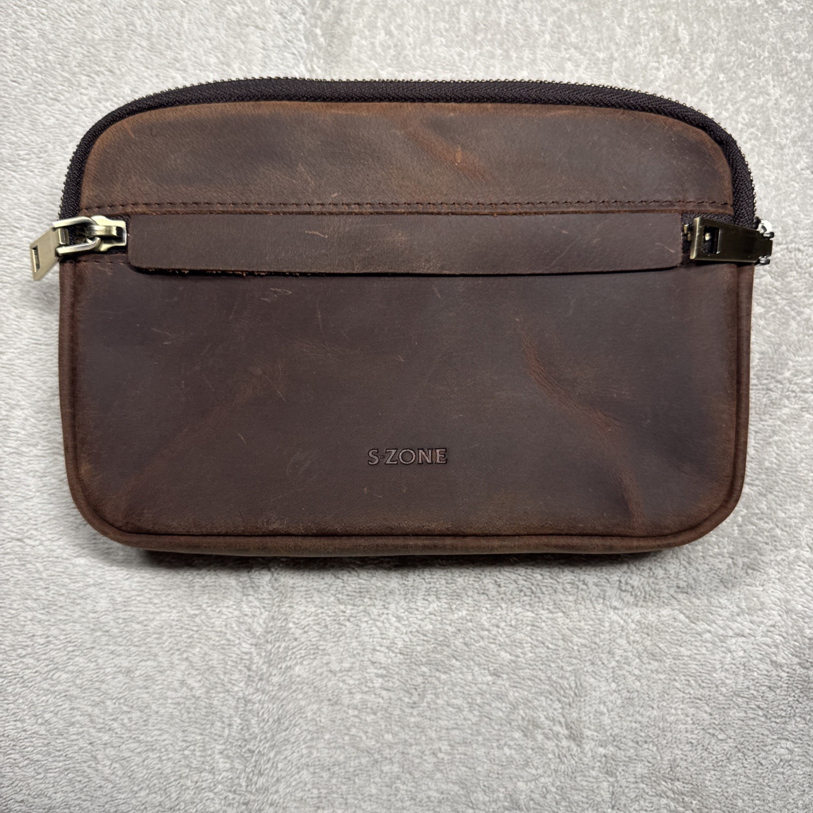 S-ZONE Genuine Crazy Horse Leather Waist/Fanny Pack/Belt Travel Organizer EUC