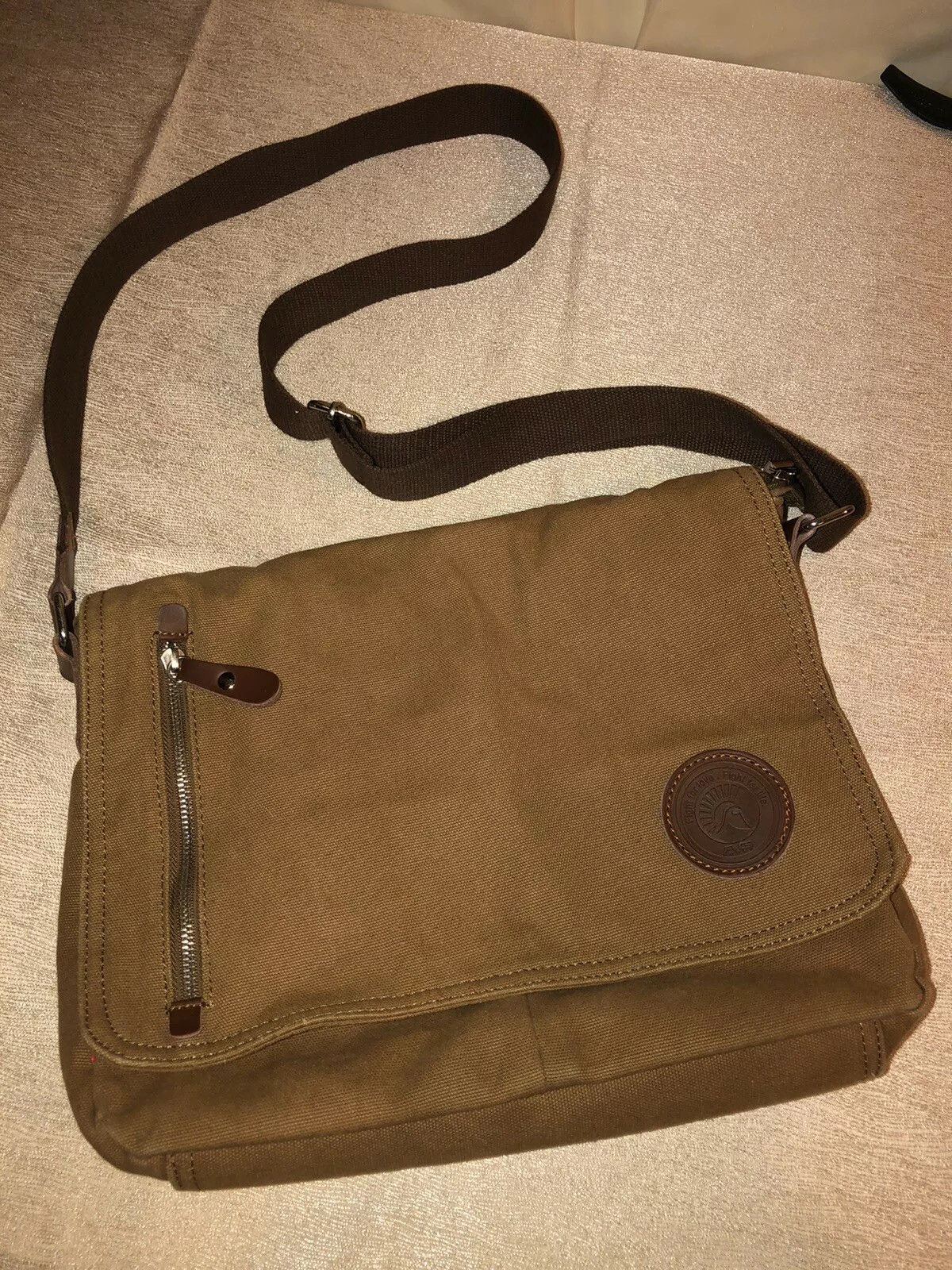AUGUR STRAUSS & CO Brown CANVAS TAN LEATHER CROSS BODY Unisex