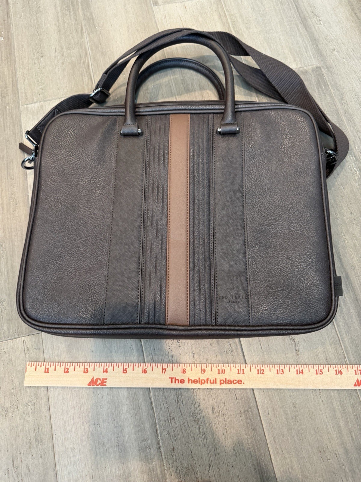 Ted Baker Briefcase Brown Polyester Document Case Computer Bag Carry On Nice