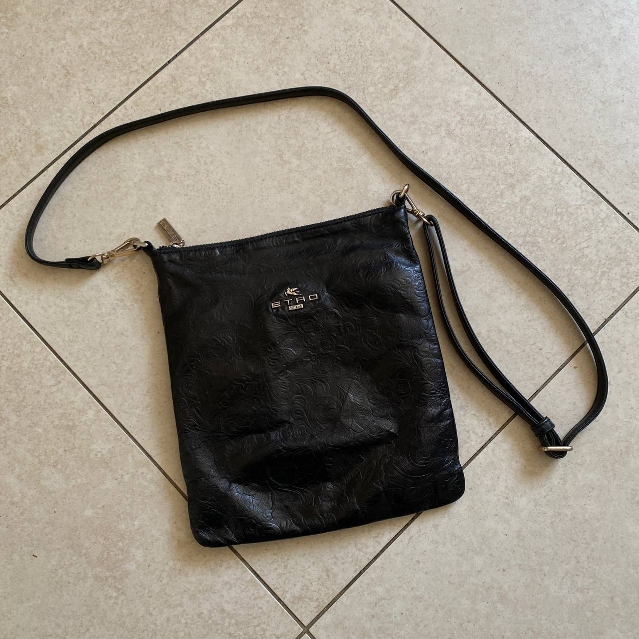 Etro Milano Paisley Embossed Leather Crossbody Bag