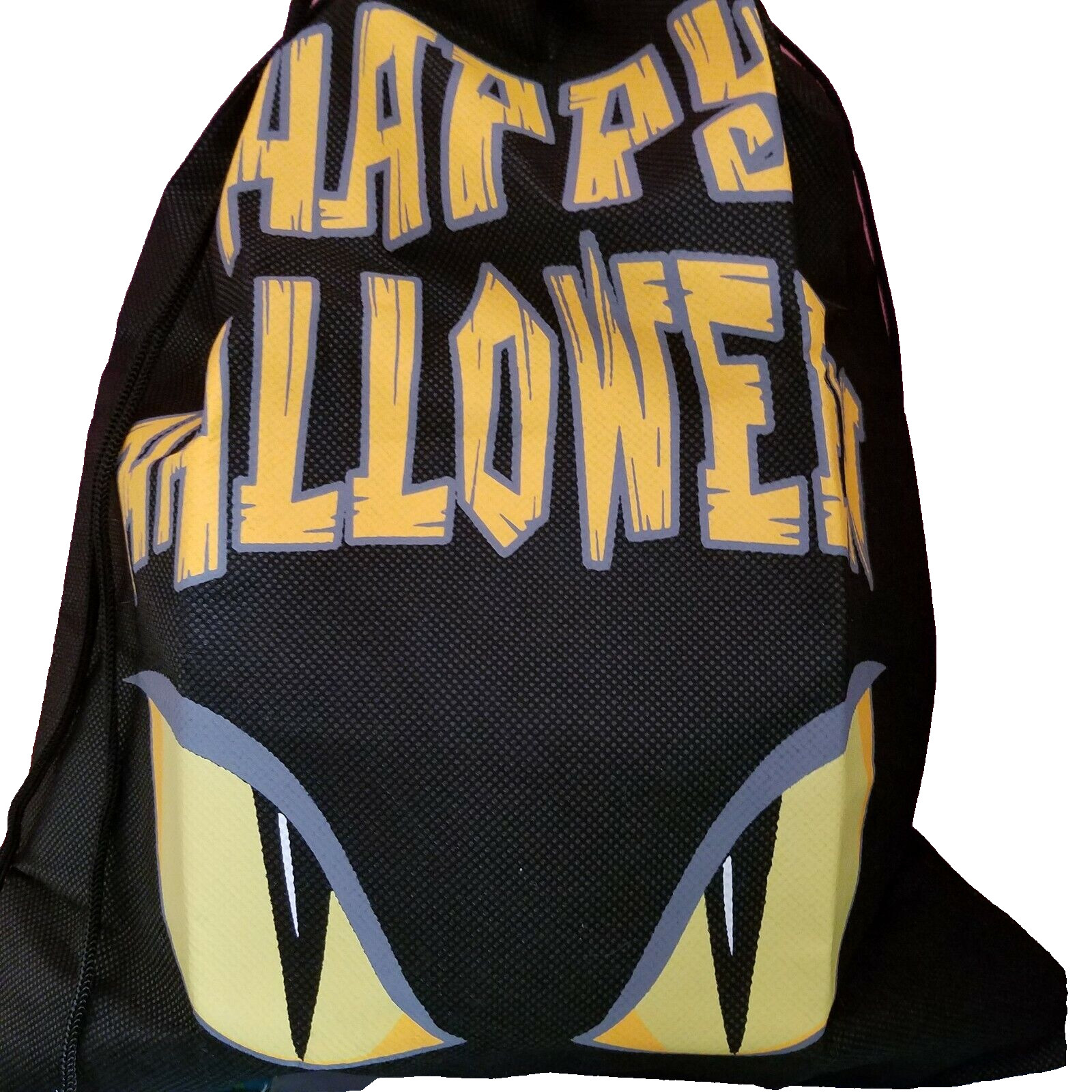 Drawstring Backpack Bag Waterproof Sport School Gym Black Happy Halloween