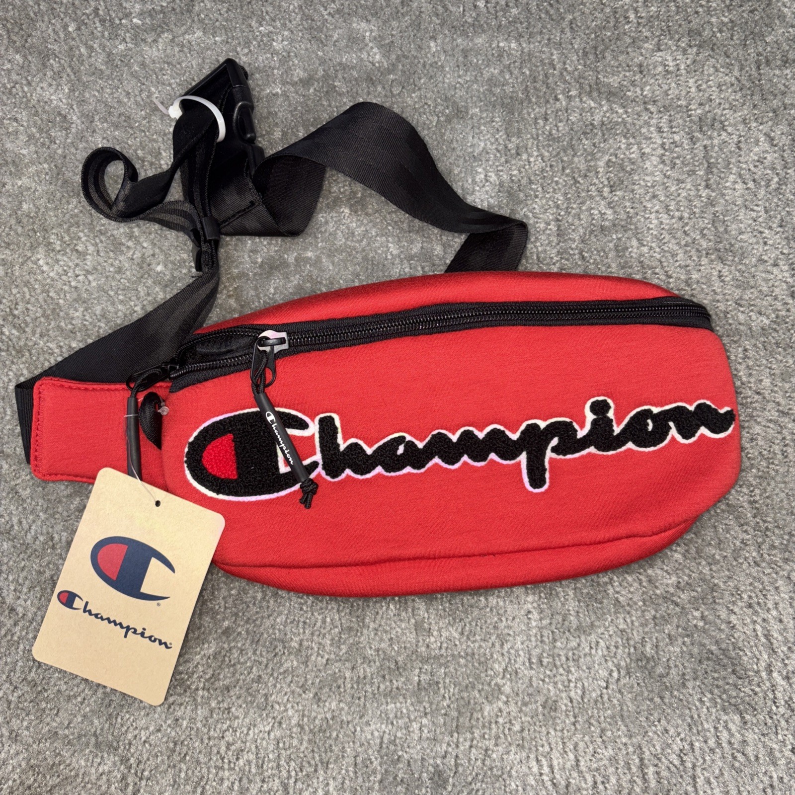 NWT Champion Prime Chenille Bright Red Waist Fanny Pack