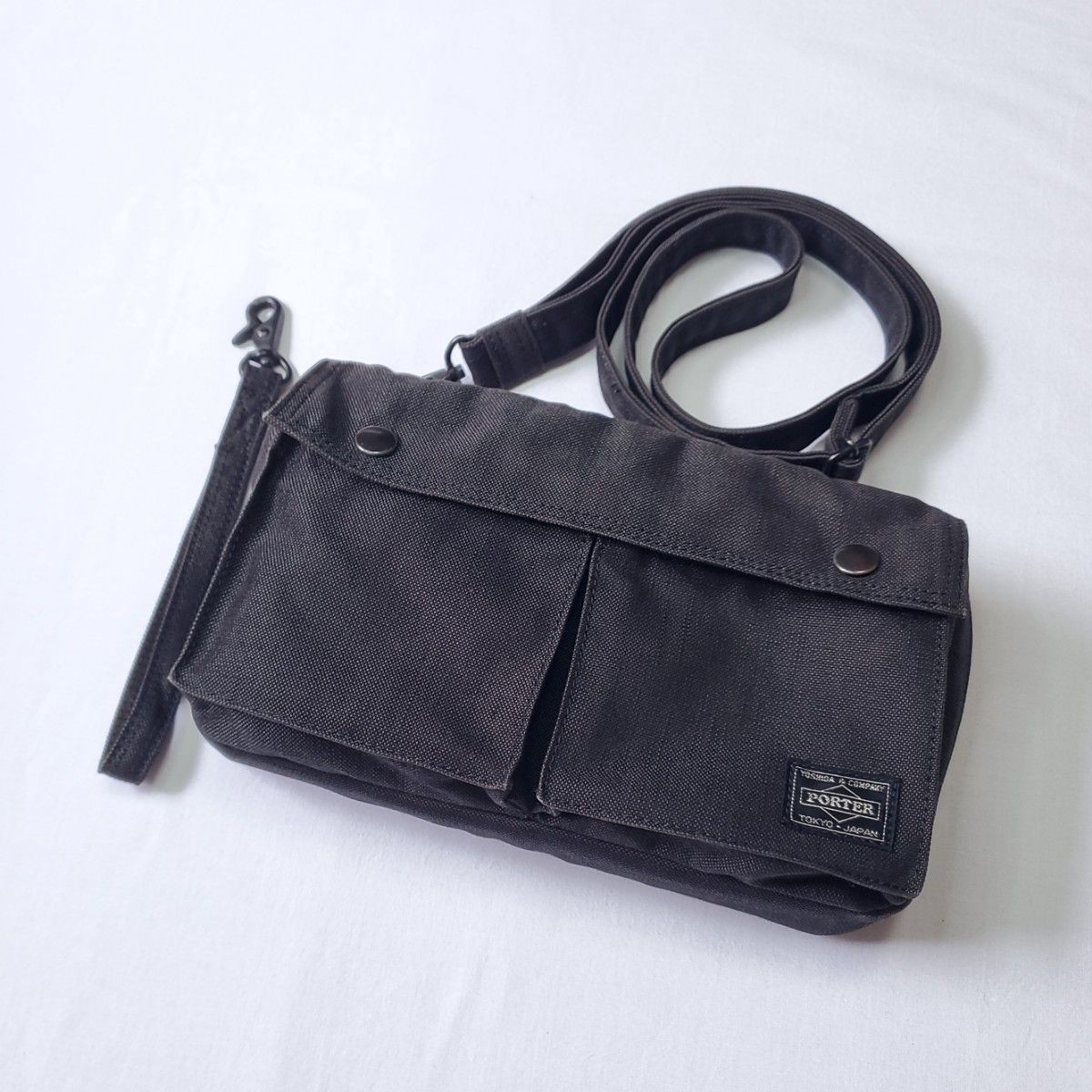 YOSHIDA KABAN PORTER Smokey Shoulder Bag Black Cotton Nylon Men 24cm x 14cm