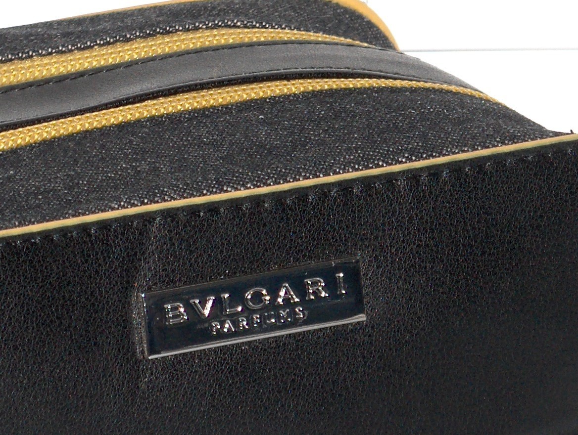 BVLGARI FRAGRANCES Unisex Zip Toiletry Shave Travel Kit Make up Bag, BLACK, New