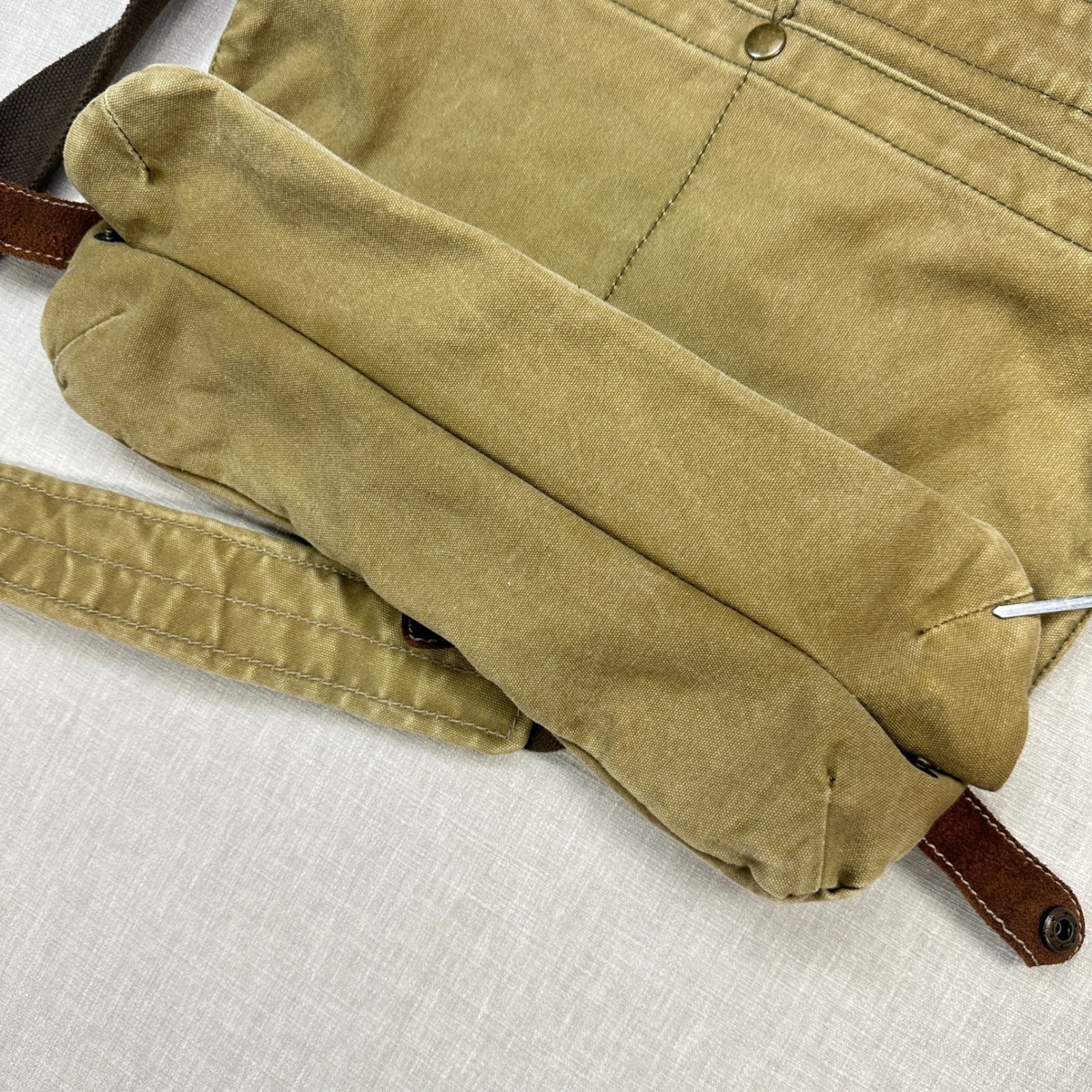 Vtg American Eagle Messenger Bag Khaki Canvas Utility Crossbody Adjustable Strap