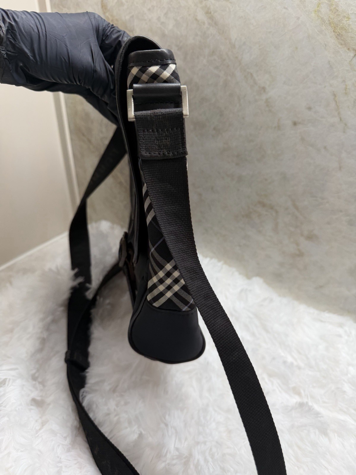 Burberry Black Label Nylon Shoulder Bag Men’s Black Authentic