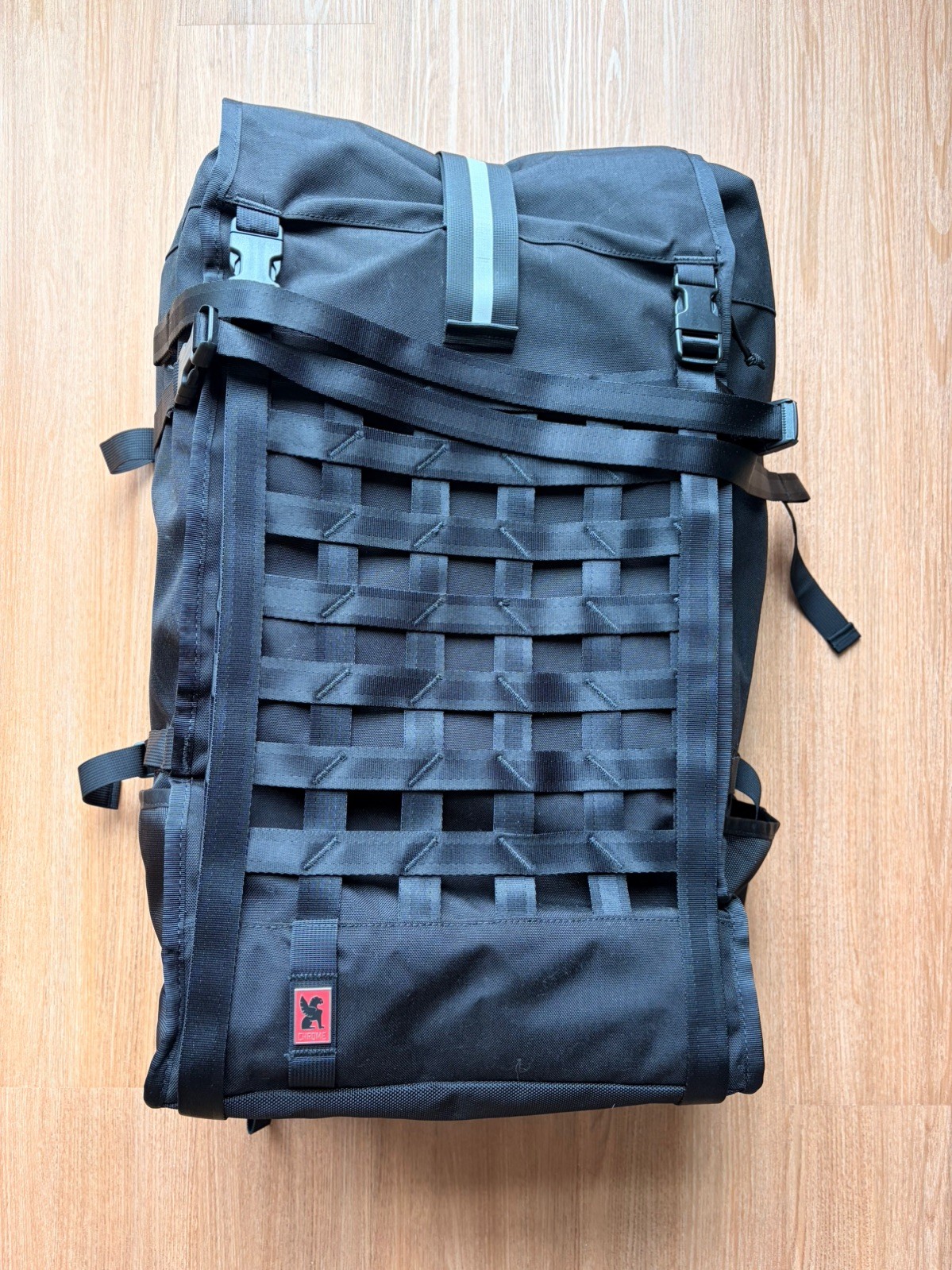Chrome Industries Barrage Pro 80L Professional Messenger Backpack Black Roll Top