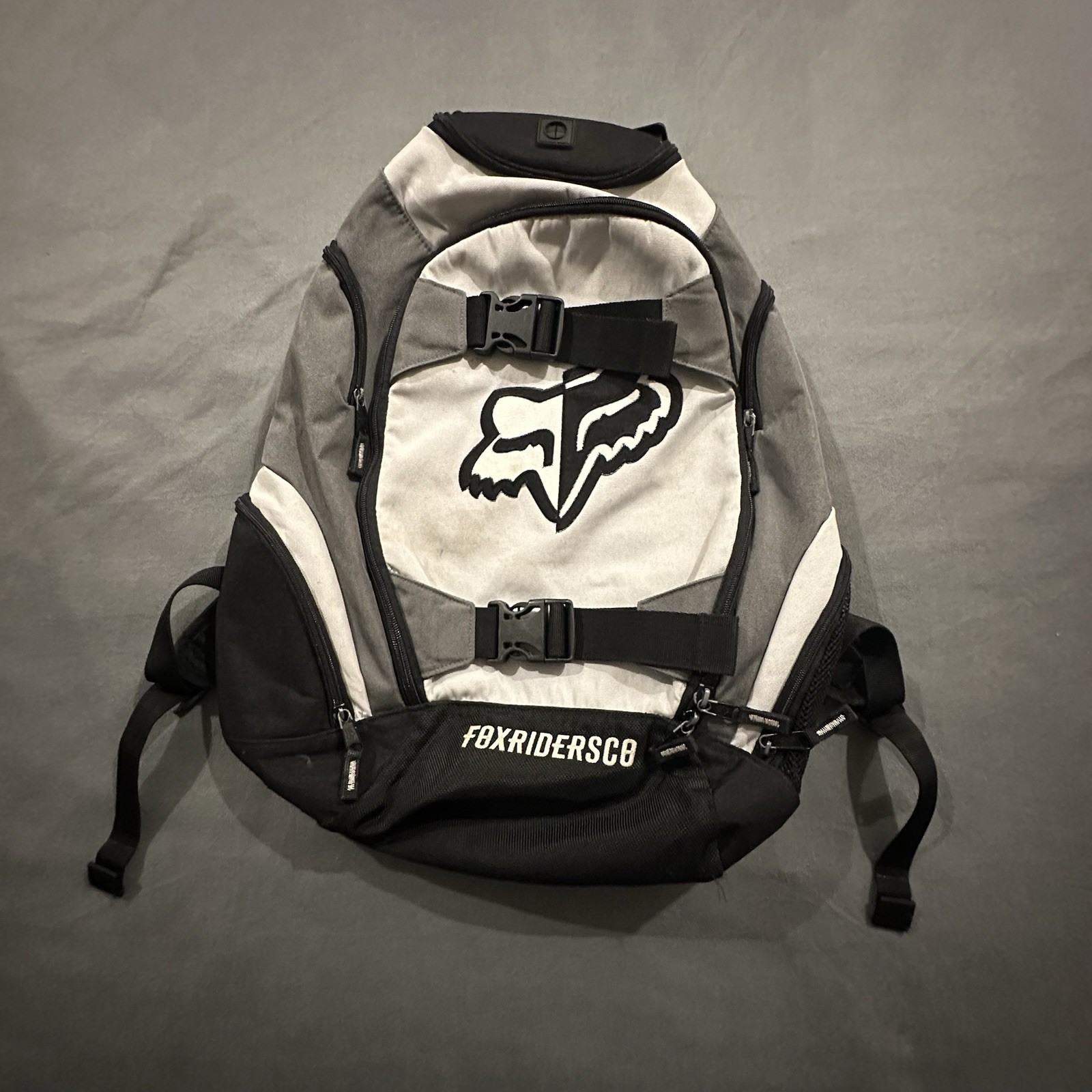 Vintage Fox Backpack Racing Motocross Embroidered Fox Head Y2K School White