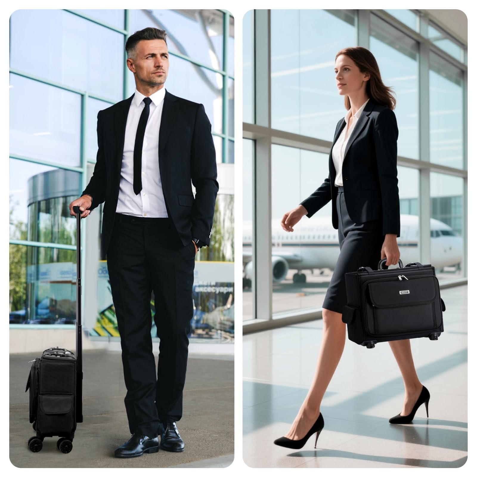 Rolling Laptop Bag 15.6 Inch, Ballistic Nylon Wheeled Briefcase for Men Women…