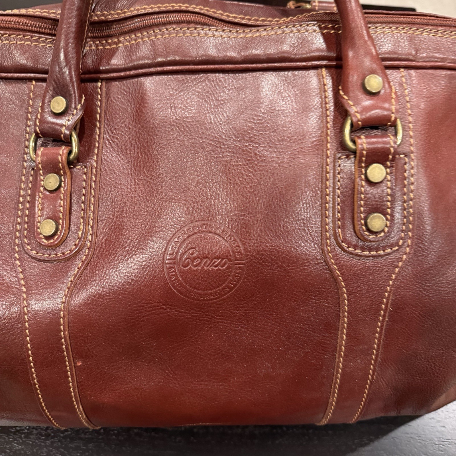 Cenzo Italian Calf-Skin Leather Cenzo Italian Holdall Leather Duffle Bag