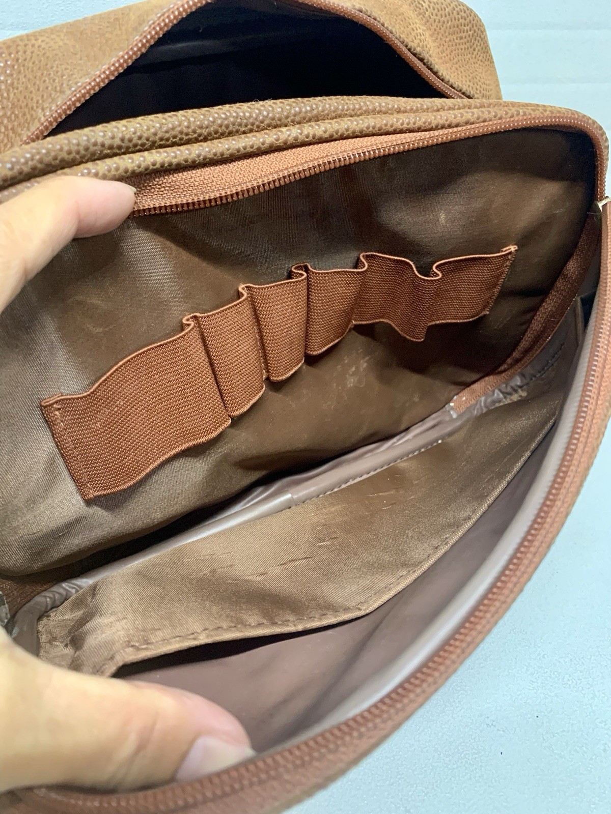 Vintage Lagerfeld Dopp Toiletry Bag Brown Leather ~See Photos/Read Description