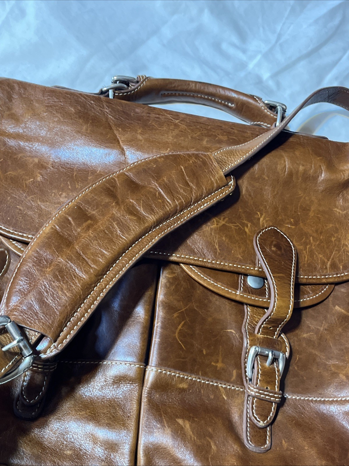 Barrington Leather Messenger Bag FedEx Cup PGA Tour Briefcase Brown