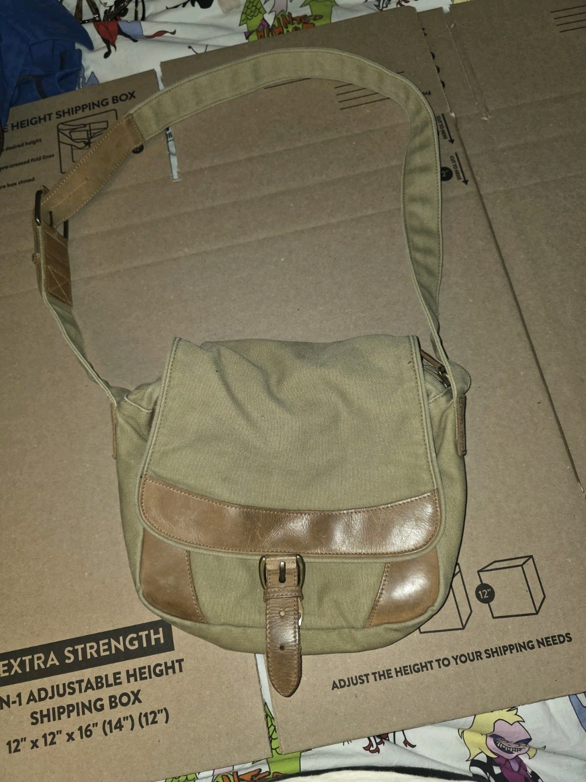 Vintage L.L. Bean Messenger Field Bag Canvas leather crossbody adjustable strap