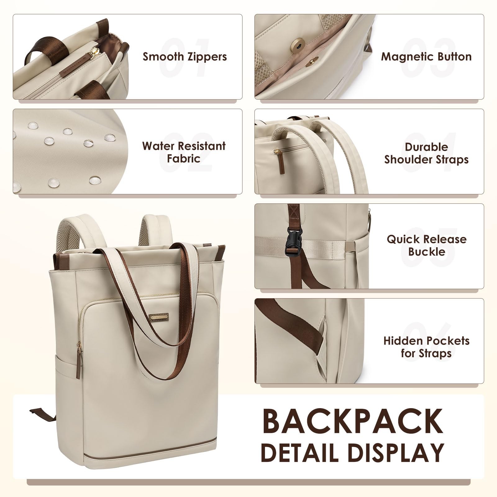 GOLF SUPAGS Convertible Laptop Backpack for Women Casual Daypack Notebook Tot…