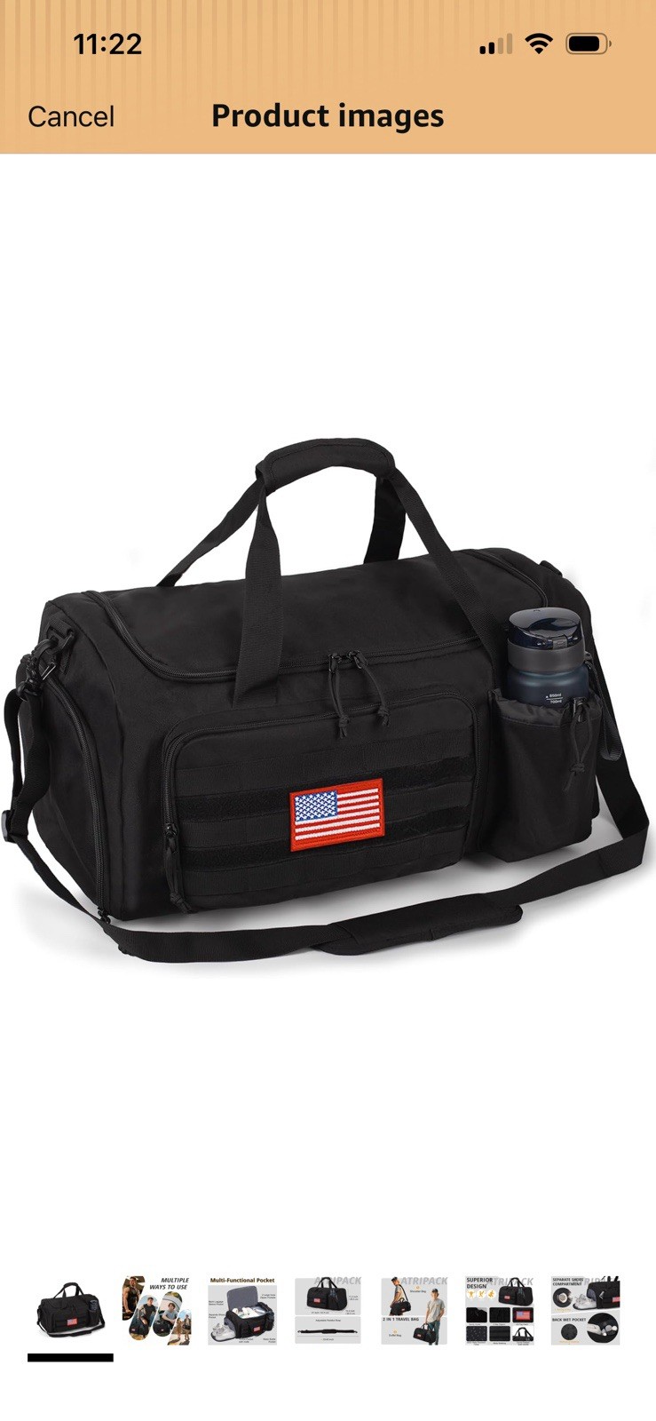 Tactical Gym Bag for Men, 40L Large Capacity Duffle Bags with Shoes Compartment,