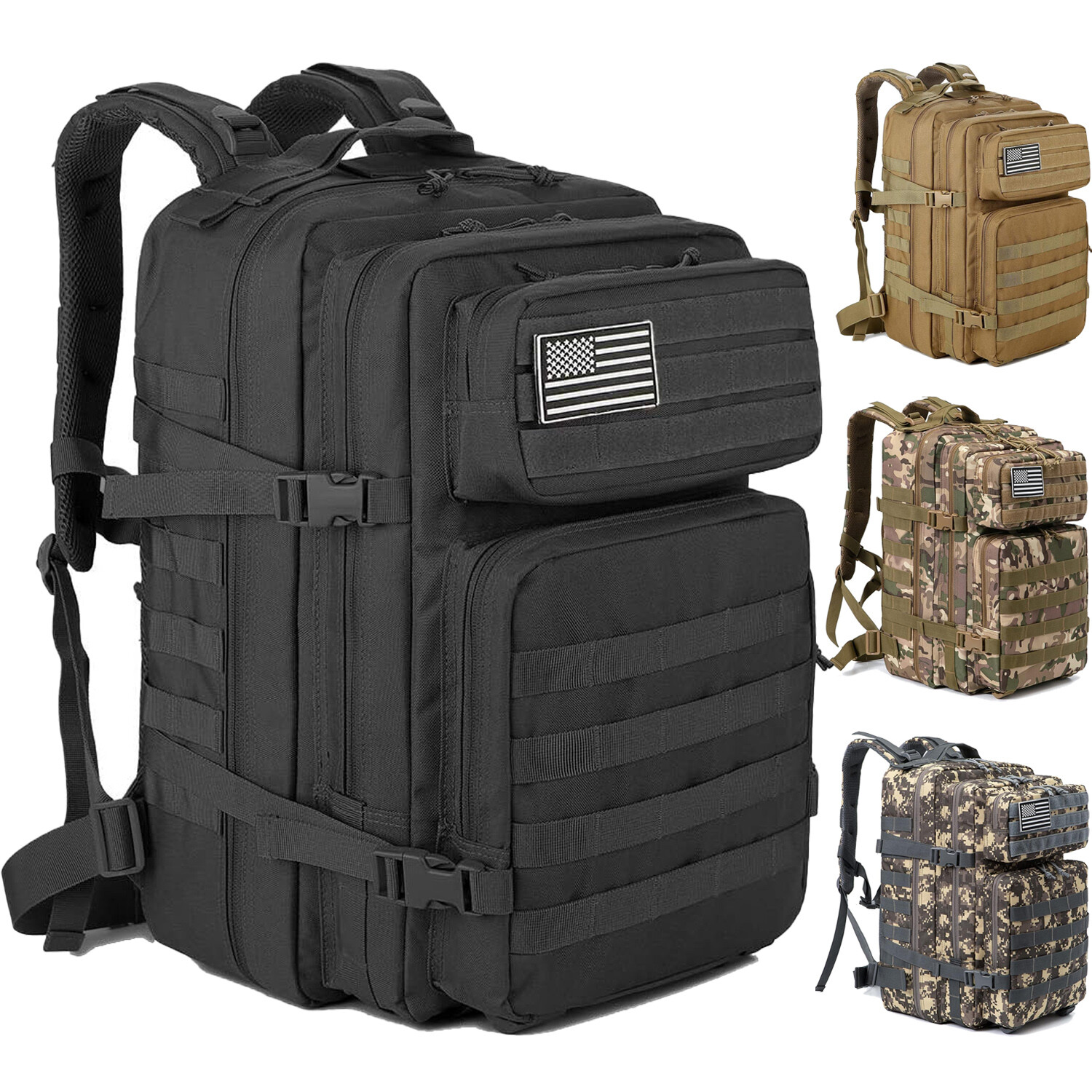 50L Large Tactical Military Backpack Waterproof Rucksack Hiking Laptop Backpack