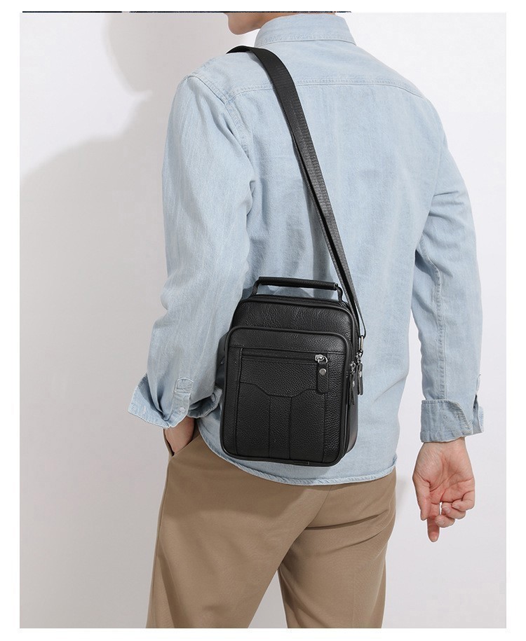 Mens Genuine Leather Messenger Bag Crossbody Bag Casual Business Shoulder Bag