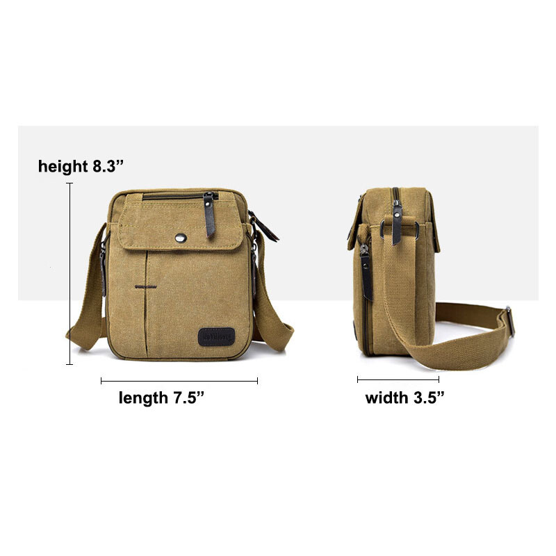 Mens Canvas Messenger Bag Durable Shoulder Crossbody School Bag for Teenage Boy