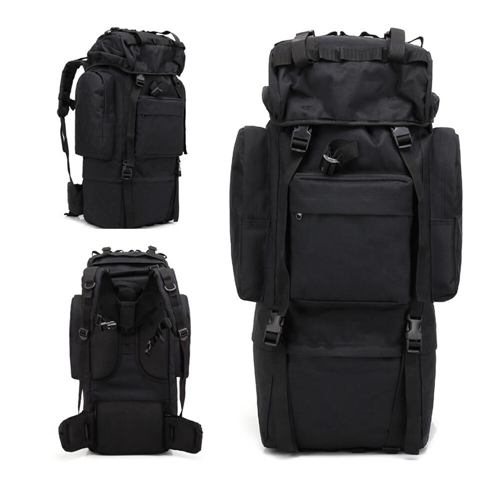 Tactical 65L Backpack Camping Rain Cover Rucksack Nylon Waterproof Hiking Bags