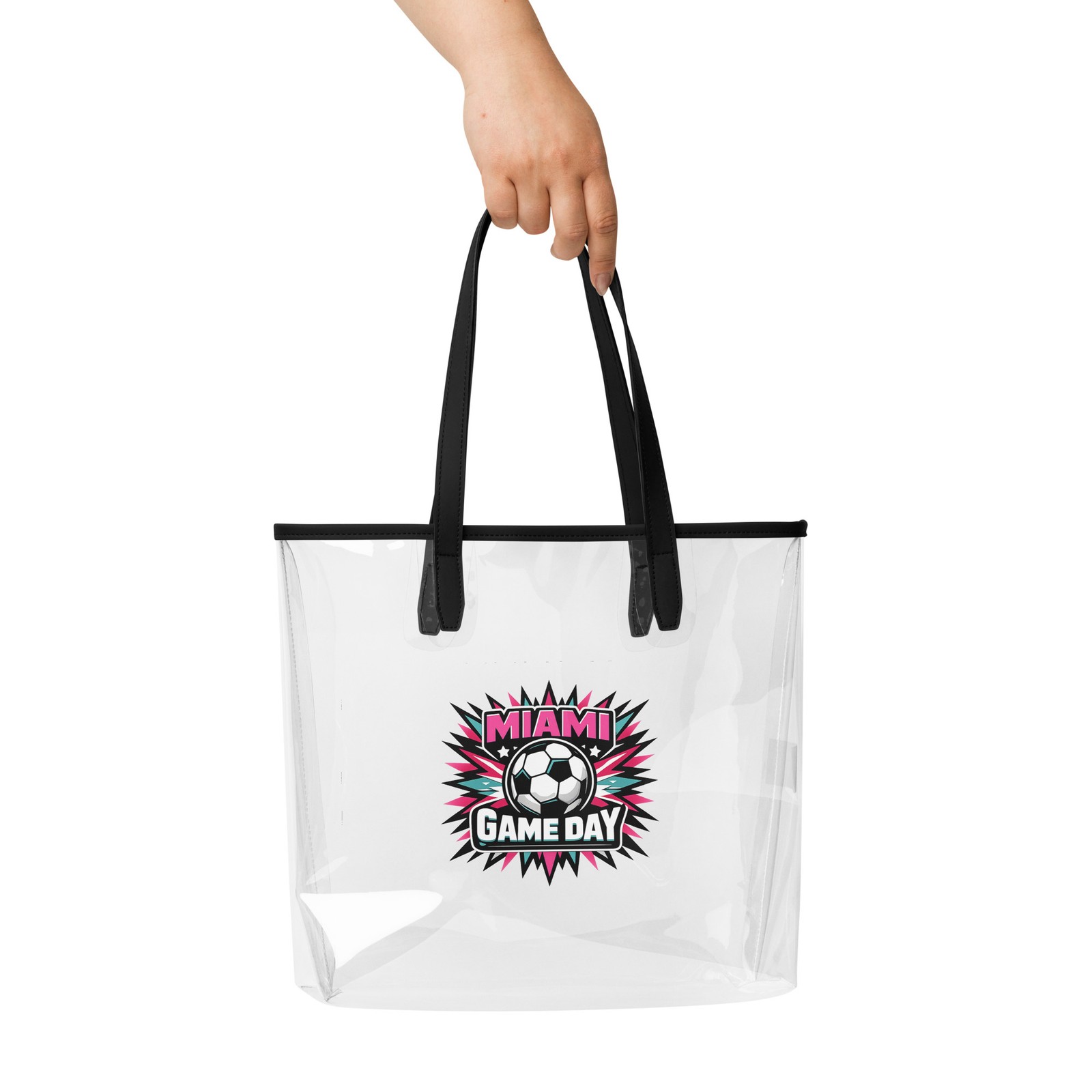 Vibrant Clear Tote Bag Stadium Approved Miami Game Day Soccer Burst Tote