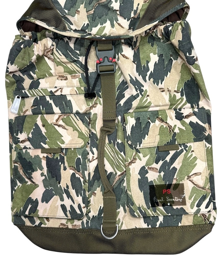 PS Paul Smith Canvas Backpack Khaki Green Abstract Camouflage print New $398