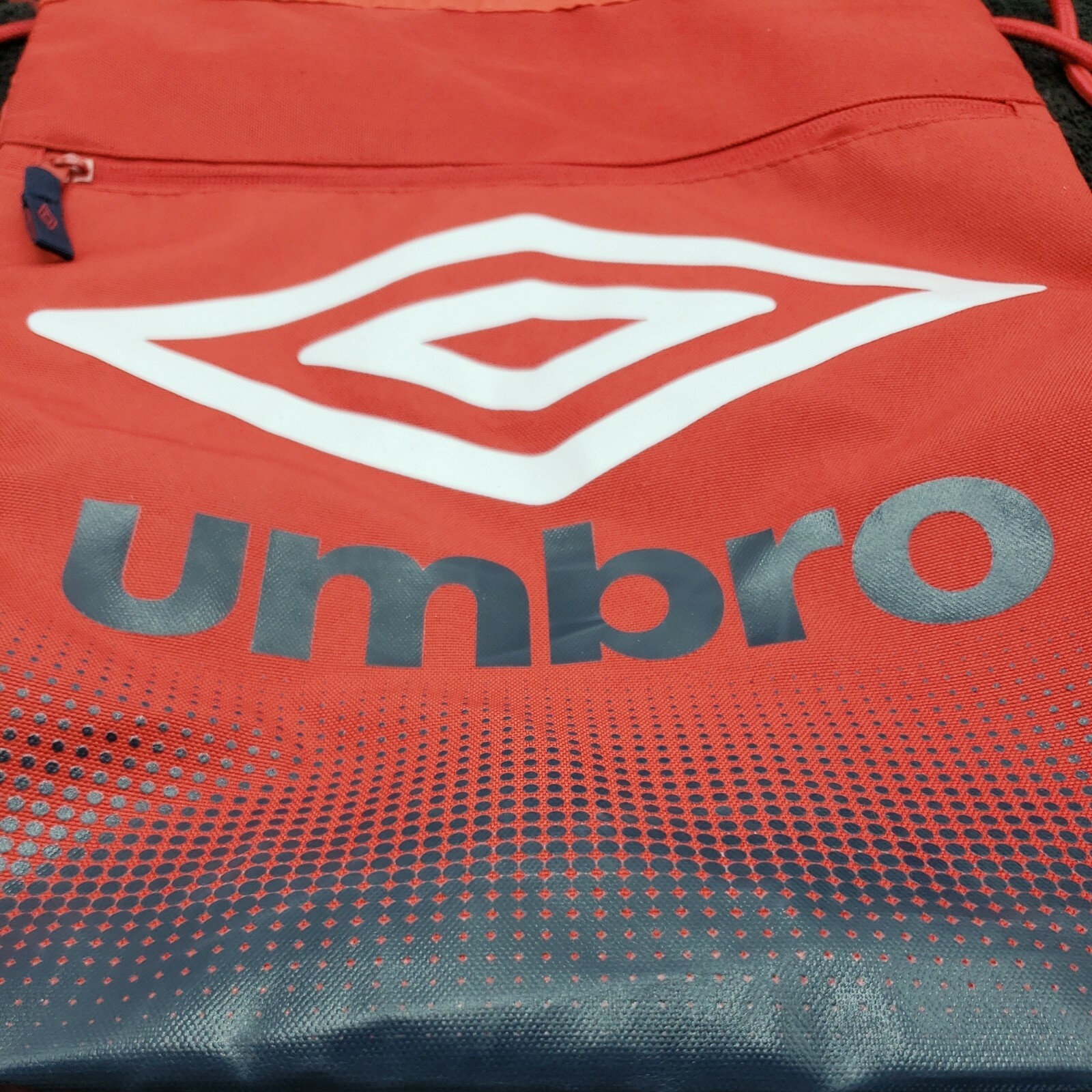 Umbro Black String Bag Red Zipper Compartment